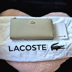 Lacoste Slim Zip Wallet in Feather Gray, BNWT